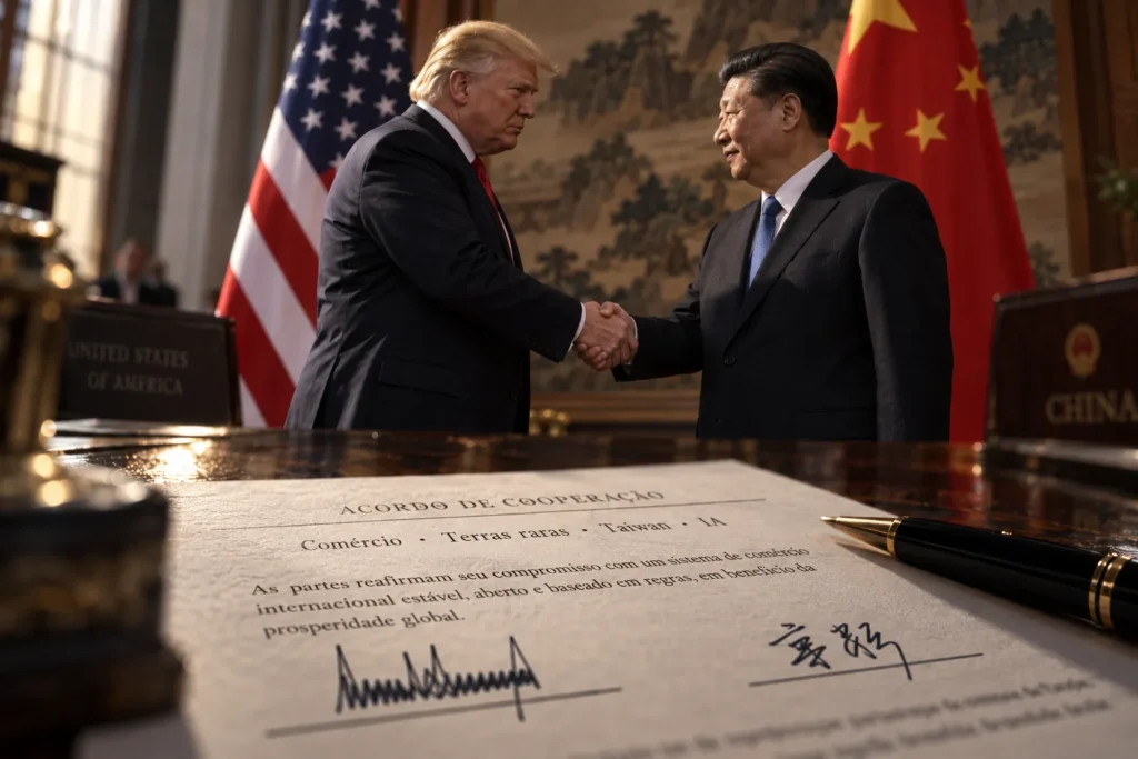 Trump e Xi chegam a nova cúpula com comércio, Taiwan, terras raras e IA no centro das negociações