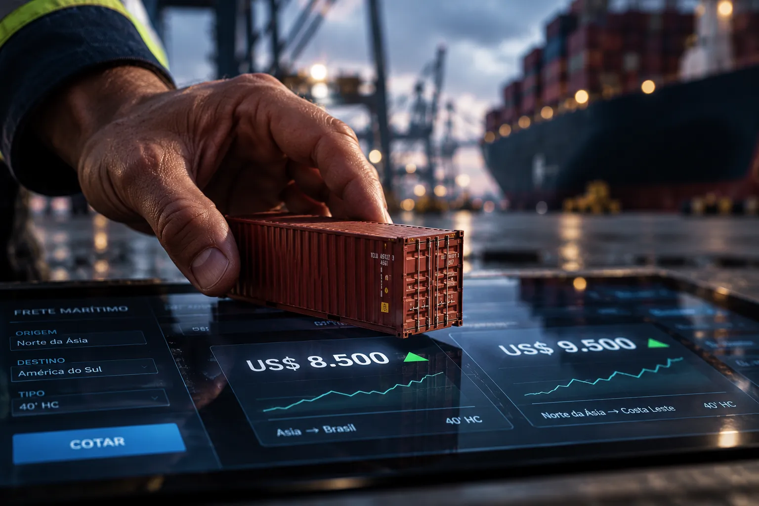Frete China-Brasil volta a subir e chega a US$ 9,5 mil por contêiner